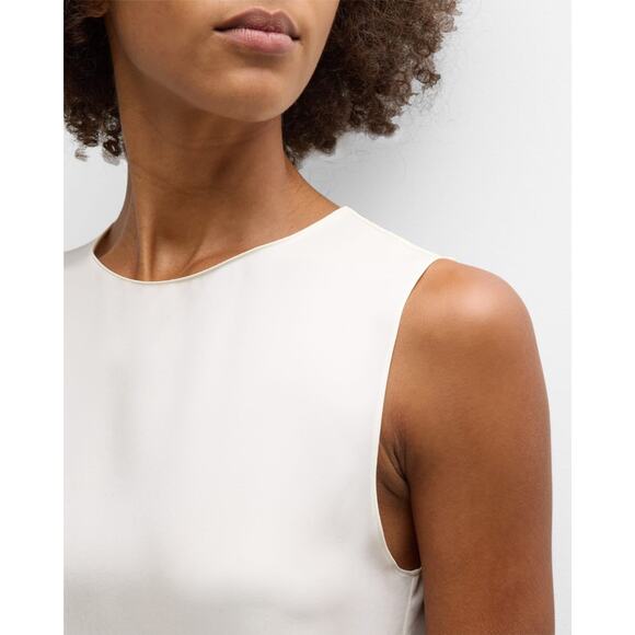 Theory Straight Shell Top in Silk Georgette Ivory - S - Picture 5 of 6